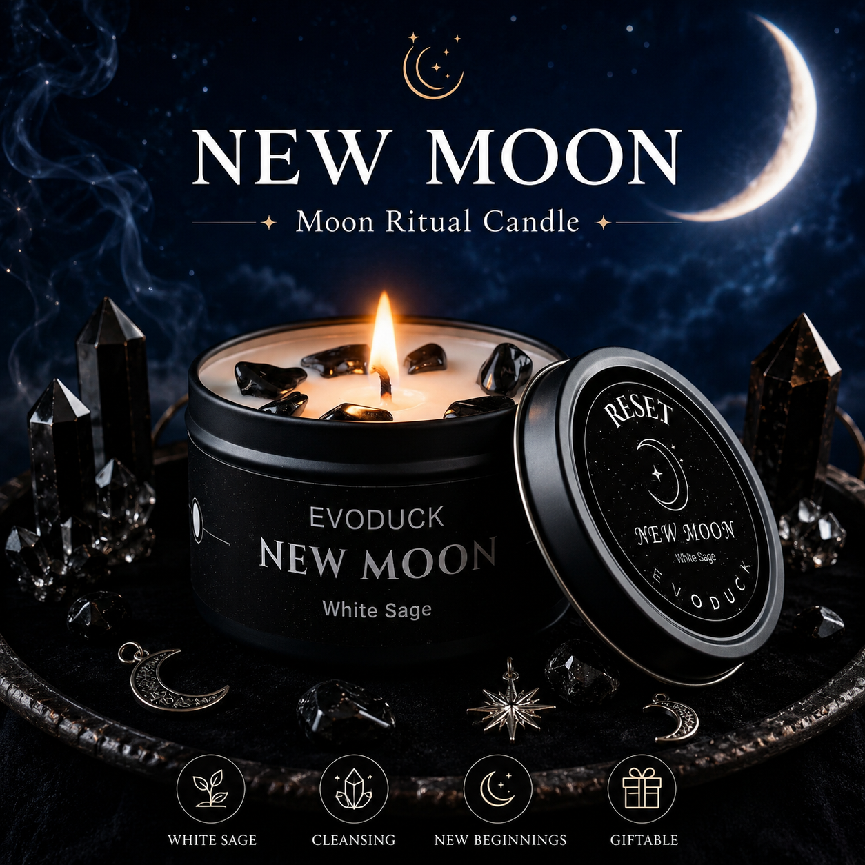 Soy Wax Flake - 1pc New Moon Scented Candles Crystal