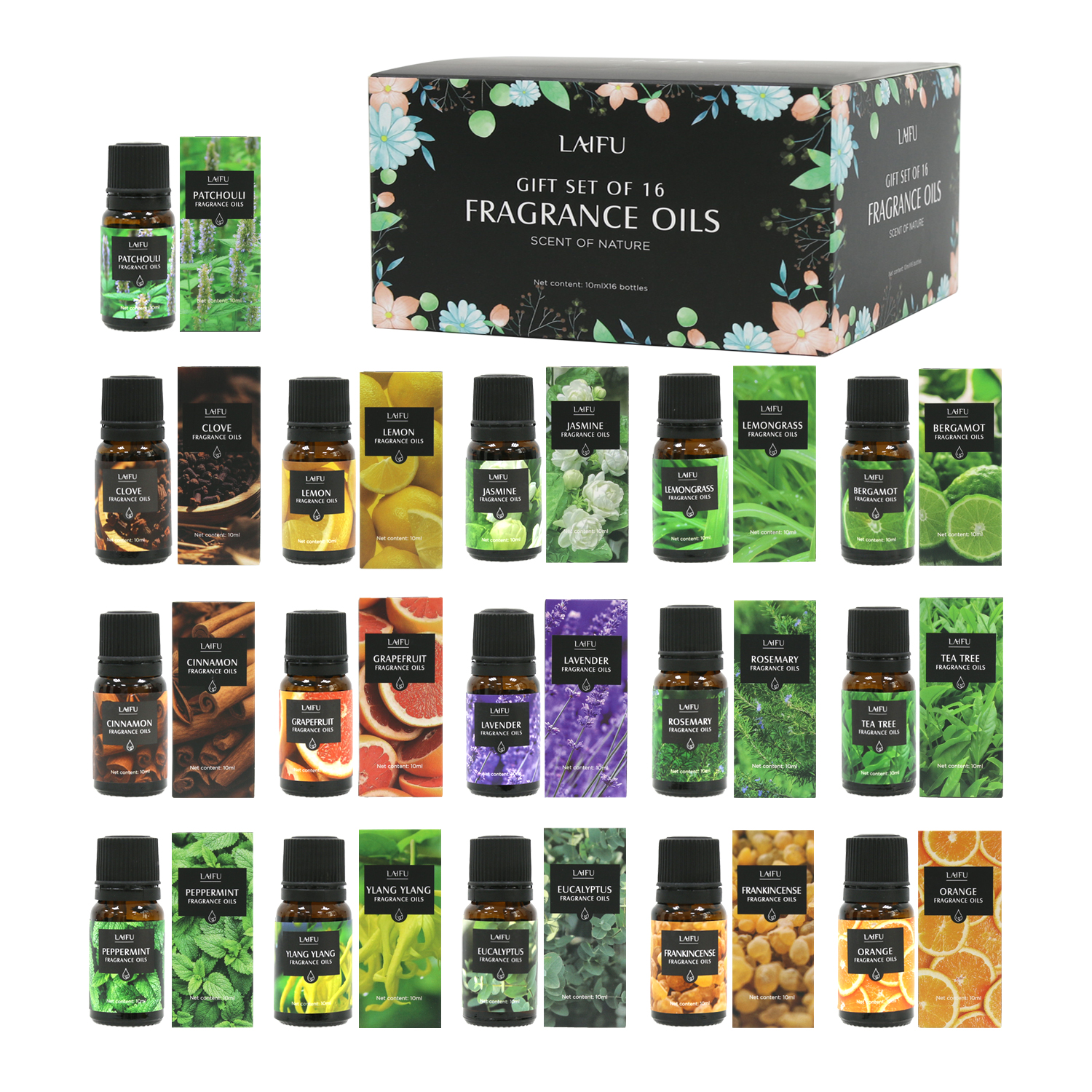 Home Fragrance Perfume - 16x10ml Essential Oils Set for Diffuser
