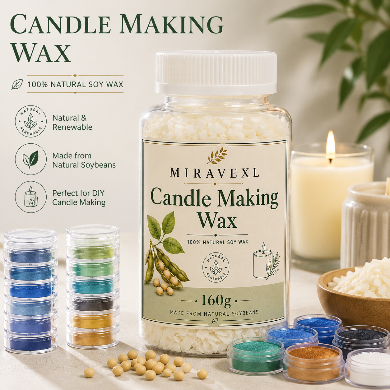 MIRAVEXL Soy Candle Wax 160g o - Soy Wax Flake ulasan dan harga