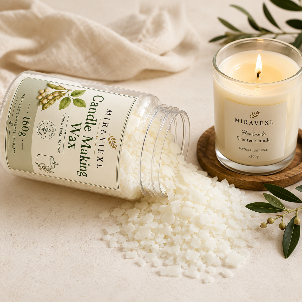 MIRAVEXL Natural Soy Wax 160g  - Soy Wax Flake ulasan dan harga